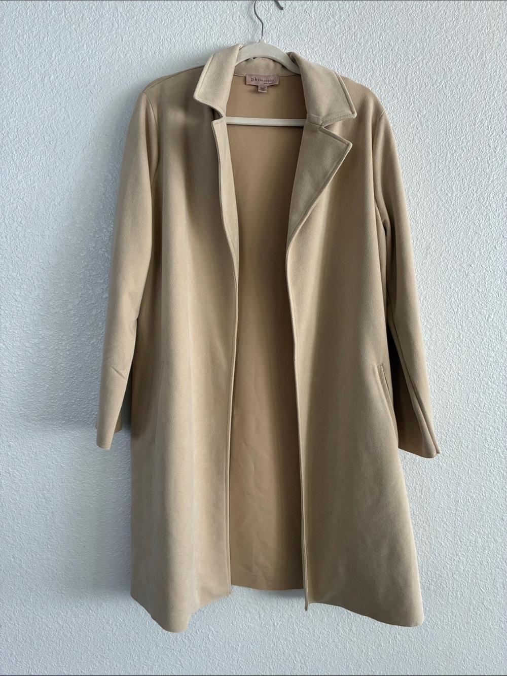 Philosophy Lightweight Beige Open-Front Trench Coat XL